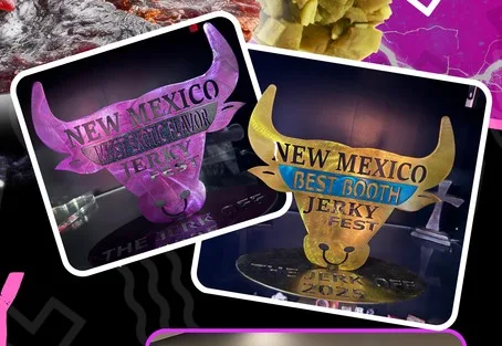 Two New Mexico Jerky Fest bull skull trophies won by Jerky Fixx