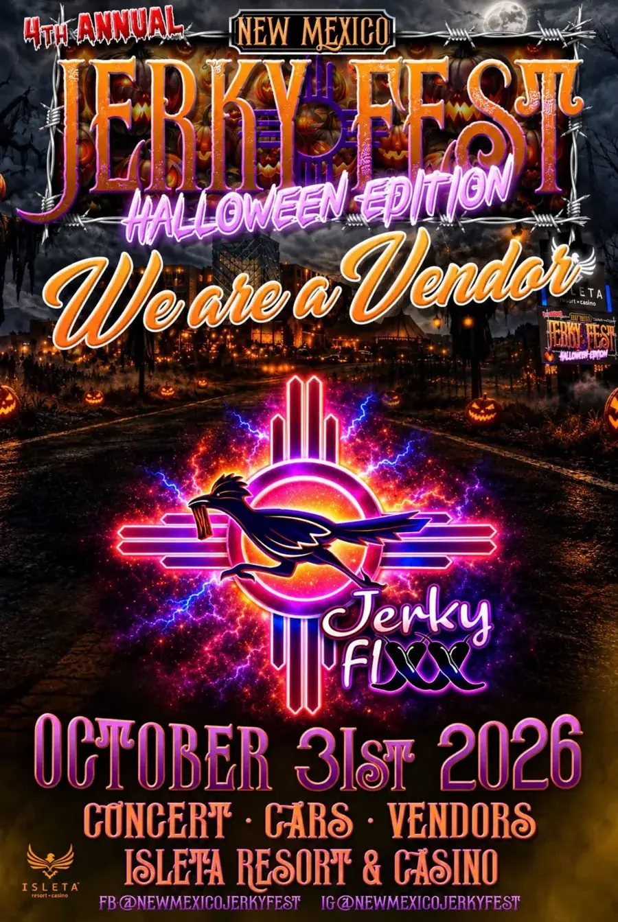 New Mexico Jerky Fest Halloween Edition flyer with the Jerky Fixx logo